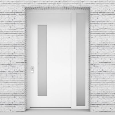 5.single Door With Right Side Panel Plain With Lock Side Glass Traffic White (ral9016)