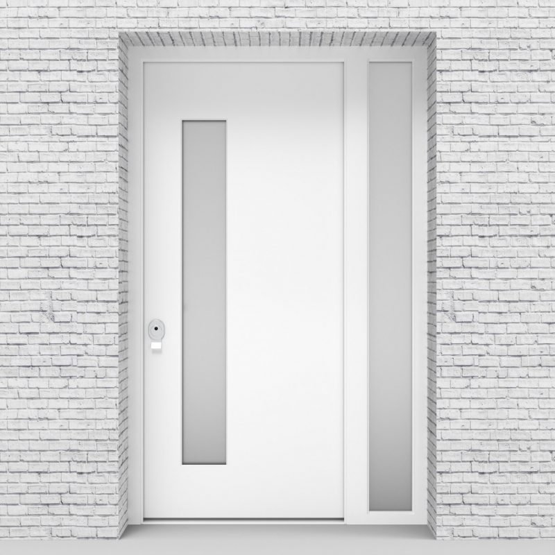 5.single Door With Right Side Panel Plain With Lock Side Glass Traffic White (ral9016)