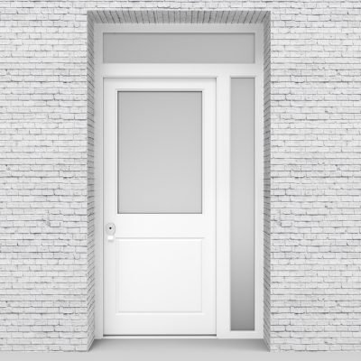 5.single Door With Right Side Panel And Transom 2 Panel With A Large Traffic White (ral9016)