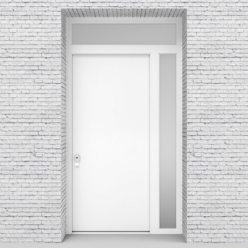 5.single Door With Right Side Panel And Transom Plain Traffic White (ral9016)