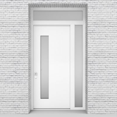 5.single Door With Right Side Panel And Transom Plain With Lock Side Glass Traffic White (ral9016)