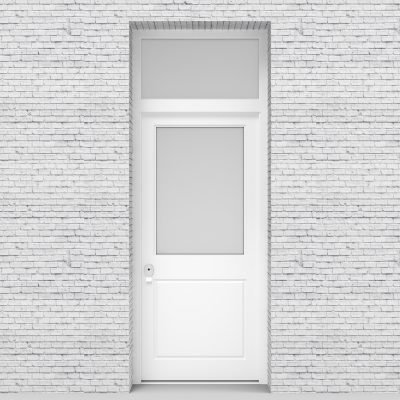 5.single Door With Transom 2 Panel With A Large Glass Pane Traffic White (ral9016)