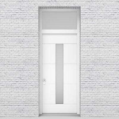 5.single Door With Transom 4 Aluminium Inlays With Central Glass Traffic White (ral9016)