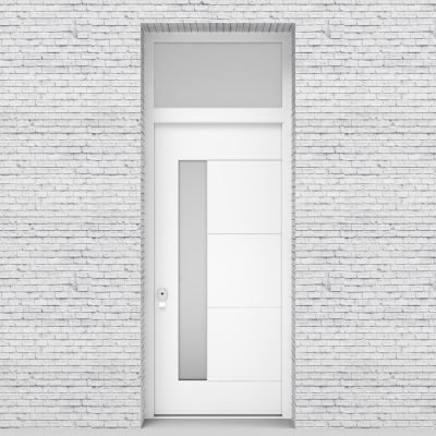 5.single Door With Transom 4 Aluminium Inlays With Lock Side Glass Traffic White (ral9016)