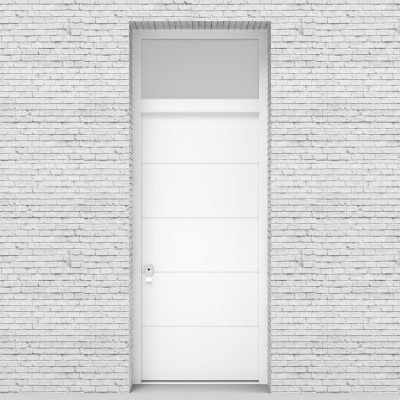 5.single Door With Transom 4 Horizontal Lines Traffic White (ral9016)