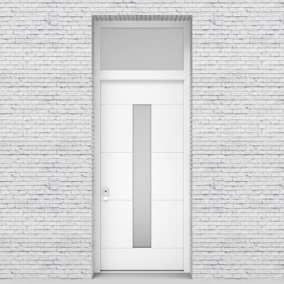 5.single Door With Transom 4 Horizontal Lines With Central Glass Traffic White (ral9016)