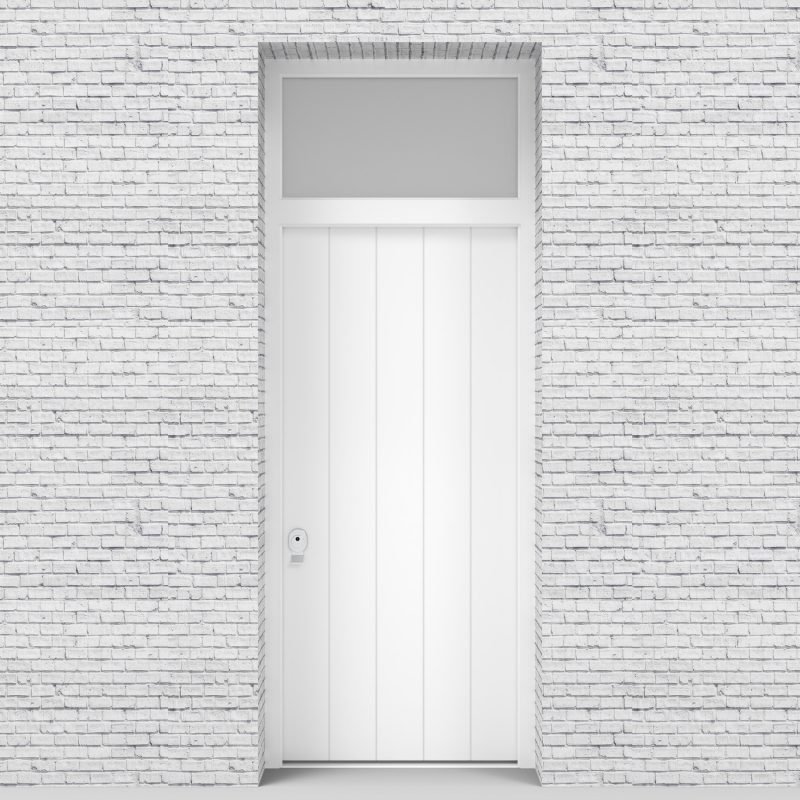 5.single Door With Transom 4 Vertical Lines Chocolate Brown (ral8017)