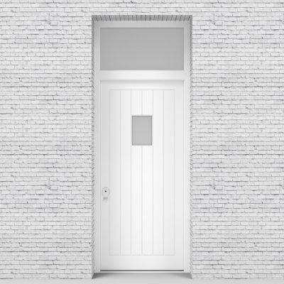 5.single Door With Transom 7 Vertical Lines With Rectangle Pane Traffic White (ral9016)