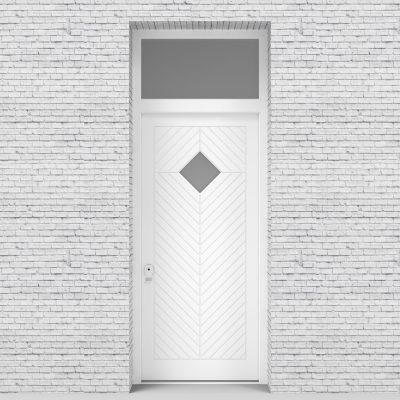 5.single Door With Transom Cottage Style With Diamond Pane Traffic White (ral9016)