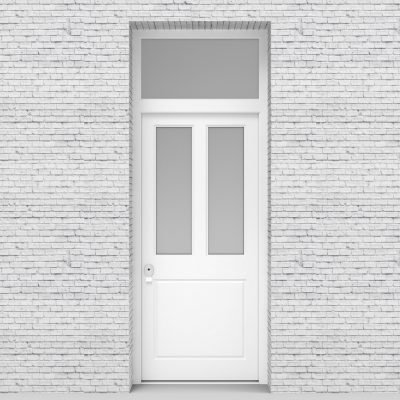 5.single Door With Transom Edwardian 3 Panel With 2 Glass Panes Traffic White (ral9016)