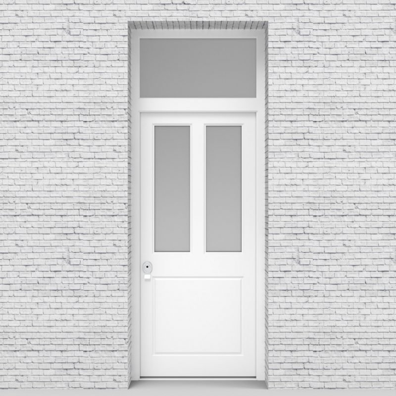 5.single Door With Transom Edwardian 3 Panel With 2 Glass Panes Traffic White (ral9016)