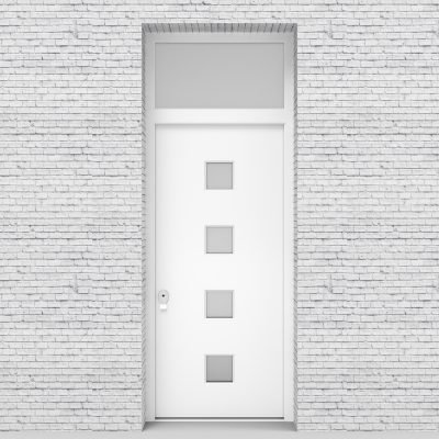 5.single Door With Transom Plain With 4 Glass Squares Traffic White (ral9016)