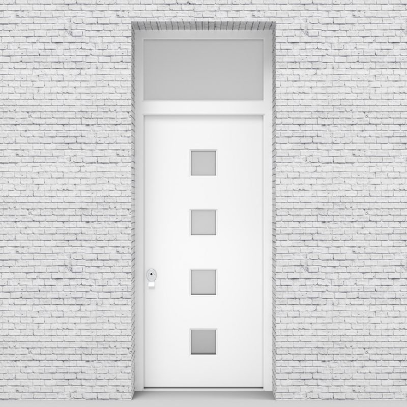 5.single Door With Transom Plain With 4 Glass Squares Traffic White (ral9016)