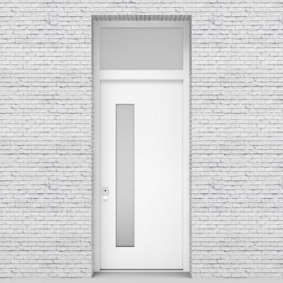 5.single Door With Transom Plain With Lock Side Glass Traffic White (ral9016)