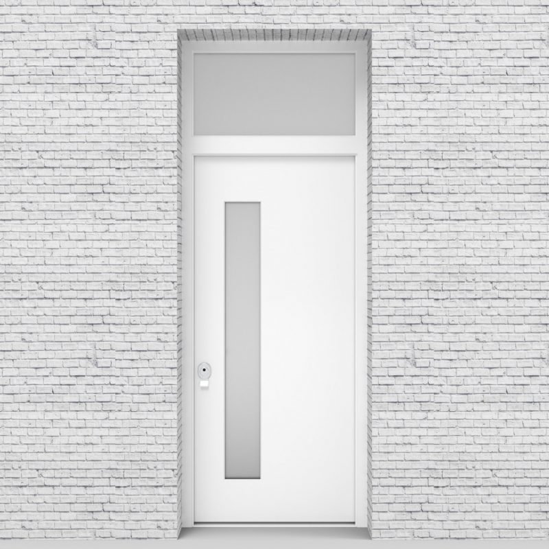 5.single Door With Transom Plain With Lock Side Glass Traffic White (ral9016)
