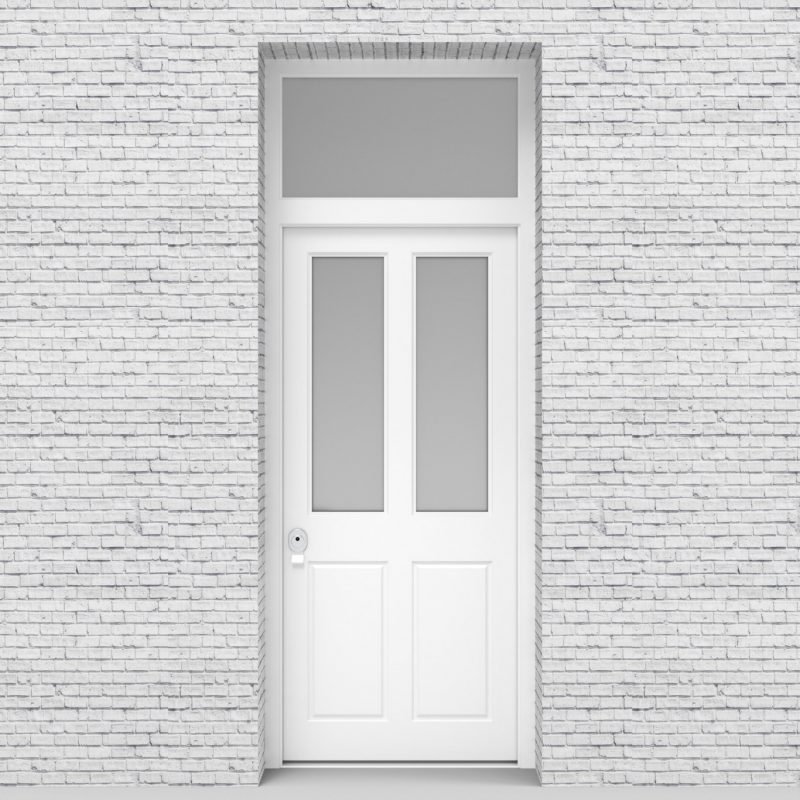 5.single Door With Transom Victorian 4 Panel With 2 Glass Panes Traffic White (ral9016)