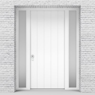 5.single Door With Two Side Panels 4 Vertical Lines Traffic White (ral9016)