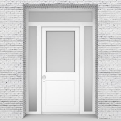 5.single Door With Two Side Panels And Transom 2 Panel With A Large Traffic White (ral9016)