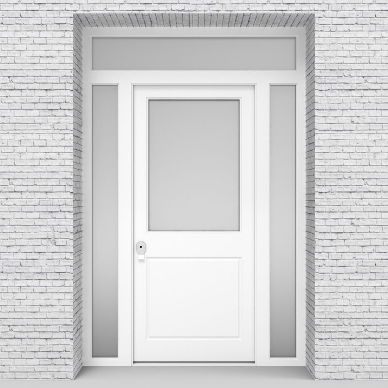 5.single Door With Two Side Panels And Transom 2 Panel With A Large Traffic White (ral9016)