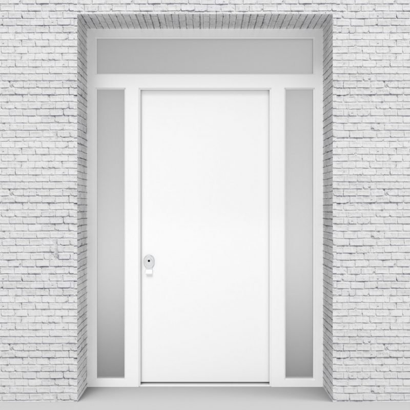 5.single Door With Two Side Panels And Transom Plain Traffic White (ral9016)