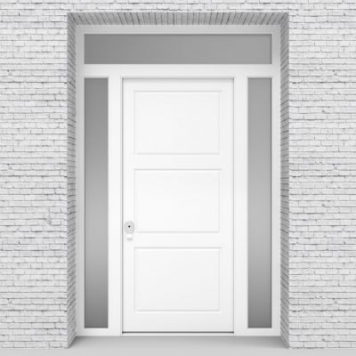 5.single Door With Two Side Panels And Transom Traffic White (ral9016)