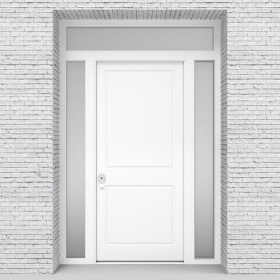 5.single Door With Two Side Panels And Transom Two Panel Traffic White (ral9016)