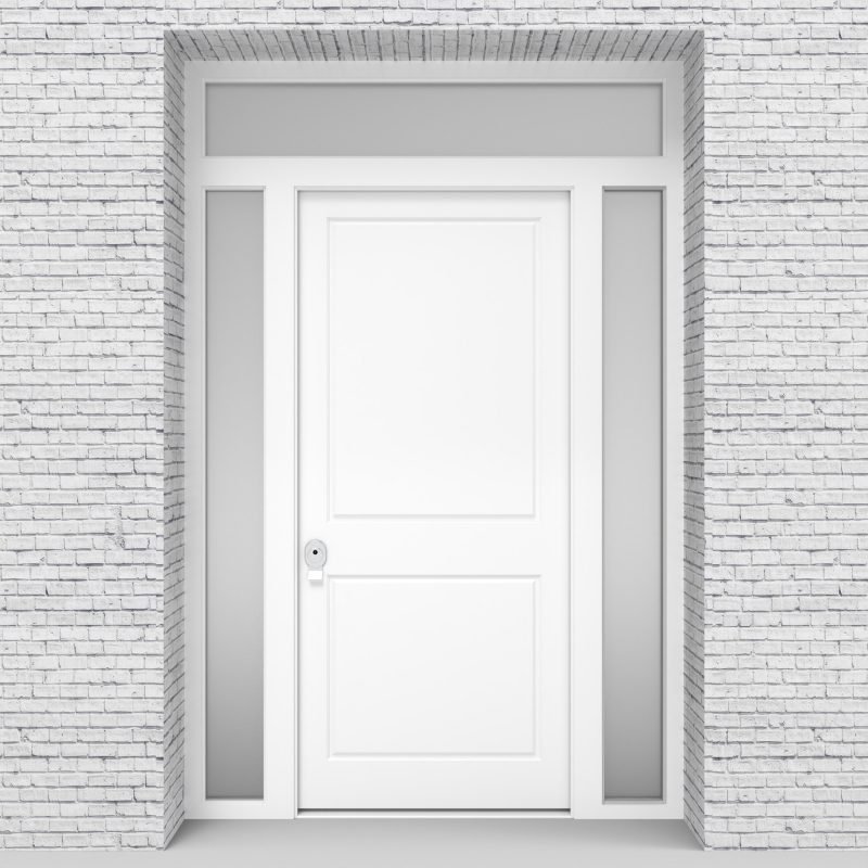 5.single Door With Two Side Panels And Transom Two Panel Traffic White (ral9016)