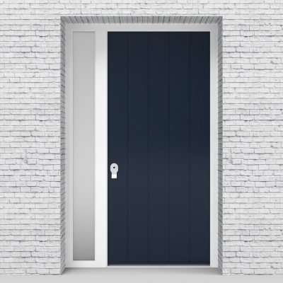 9.single Door With Left Side Panel 4 Vertical Lines Sapphire Blue (ral5003)