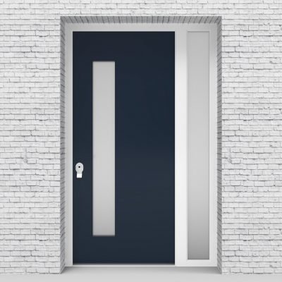 9.single Door With Right Side Panel Plain With Lock Side Glass Sapphire Blue (ral5003)