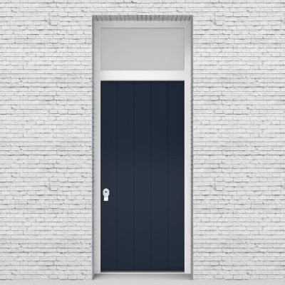 9.single Door With Transom 4 Vertical Lines Ruby Red (ral3003)