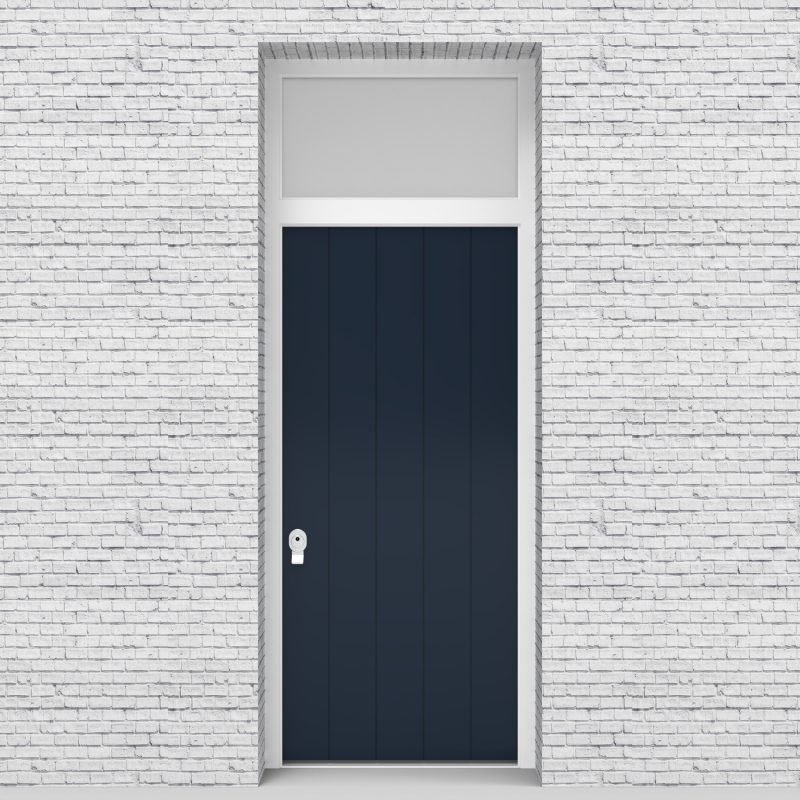 9.single Door With Transom 4 Vertical Lines Ruby Red (ral3003)