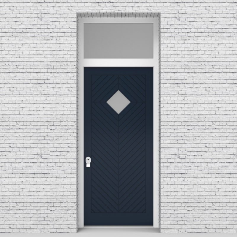 9.single Door With Transom Cottage Style With Diamond Pane Sapphire Blue (ral5003)