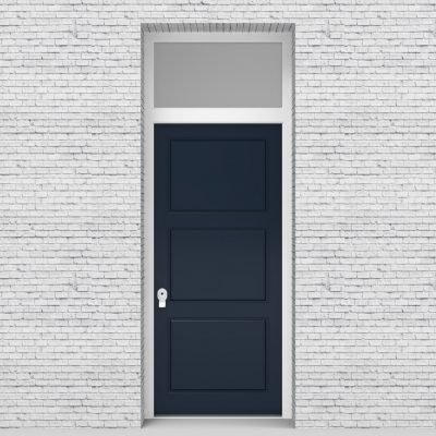 9.single Door With Transom Edwardian 3 Equal Panel Sapphire Blue (ral5003)