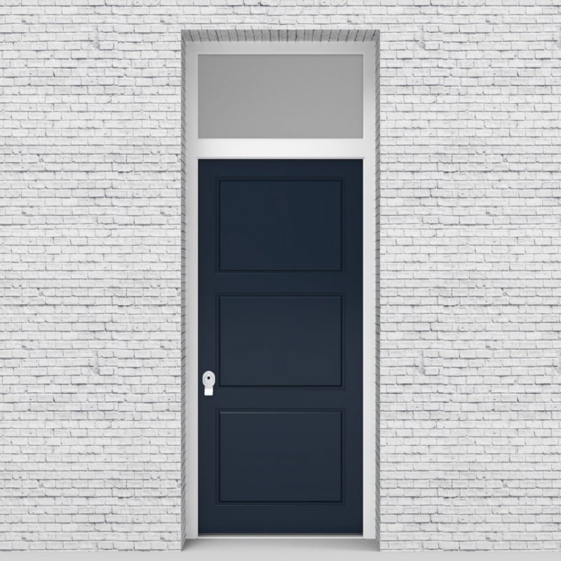 9.single Door With Transom Edwardian 3 Equal Panel Sapphire Blue (ral5003)