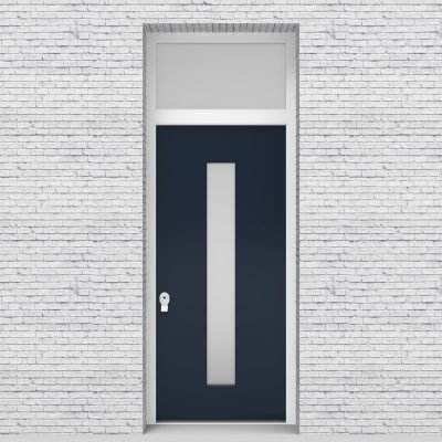 9.single Door With Transom Plain With Central Glass Sapphire Blue (ral5003)