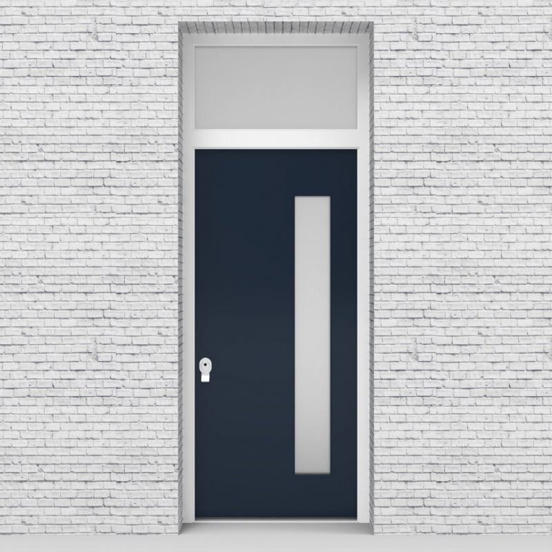 9.single Door With Transom Plain With Hinge Side Glass Sapphire Blue (ral5003)