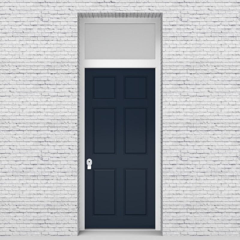 9.single Door With Transom Victorian 6 Panel Sapphire Blue (ral5003)