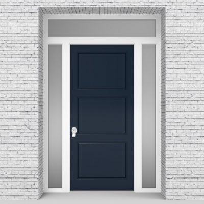 9.single Door With Two Side Panels And Transom Sapphire Blue (ral5003)