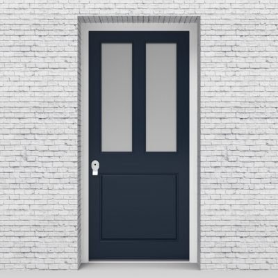 9.single Edwardian 3 Panel With 2 Glass Panes Sapphire Blue (ral5003)
