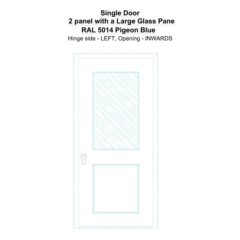 Sd 2 Panel With A Large Glass Pane Ral 5014 Pigeon Blue Security Door