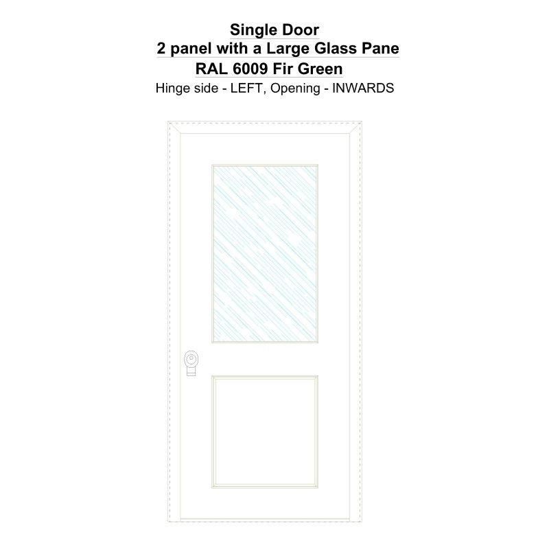 Sd 2 Panel With A Large Glass Pane Ral 6009 Fir Green Security Door
