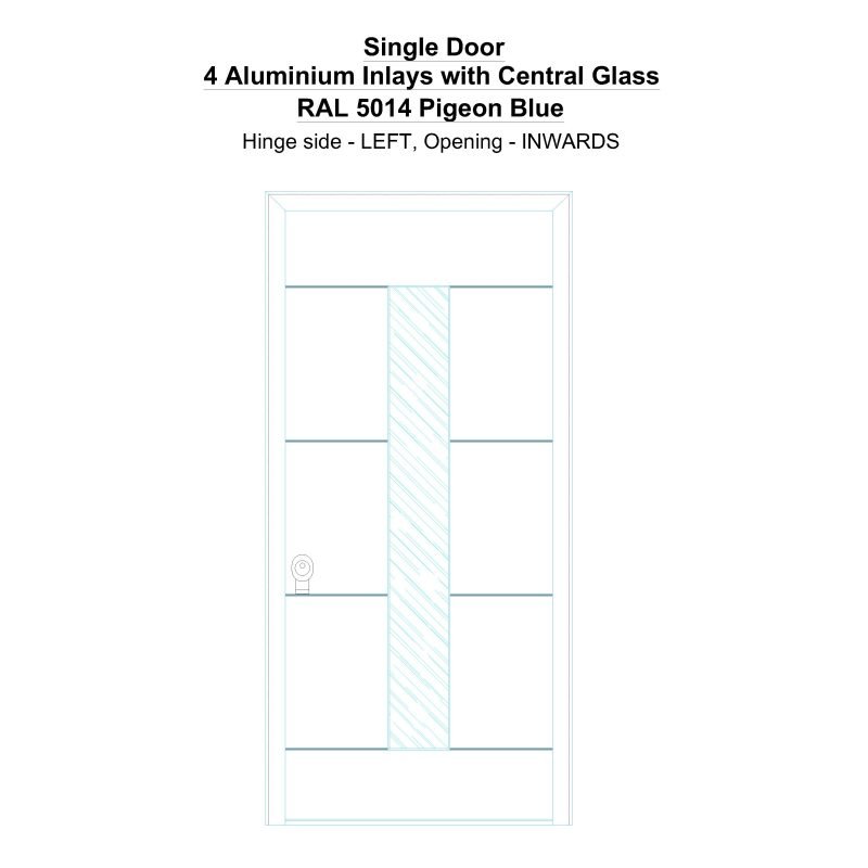 Sd 4 Aluminium Inlays With Central Glass Ral 5014 Pigeon Blue Security Door