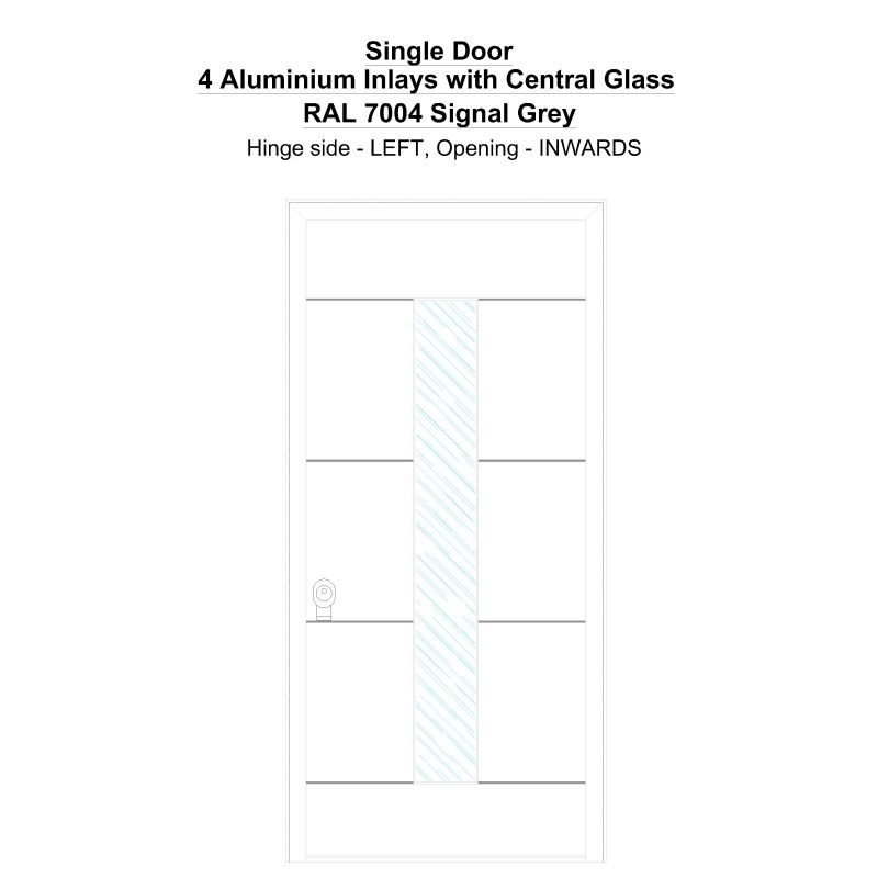 Sd 4 Aluminium Inlays With Central Glass Ral 7004 Signal Grey Security Door