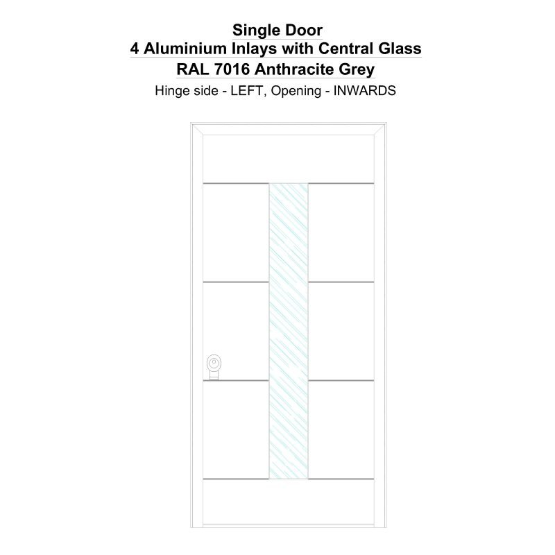 Sd 4 Aluminium Inlays With Central Glass Ral 7016 Anthracite Grey Security Door