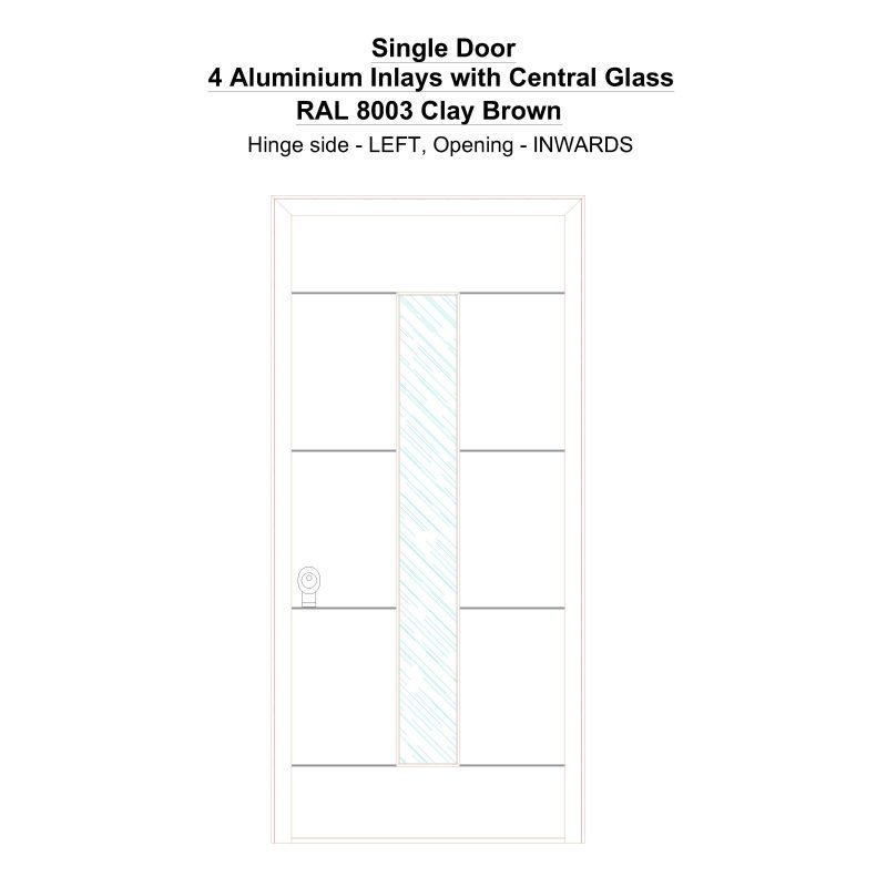 Sd 4 Aluminium Inlays With Central Glass Ral 8003 Clay Brown Security Door