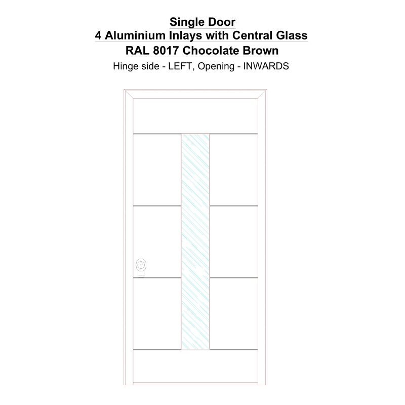 Sd 4 Aluminium Inlays With Central Glass Ral 8017 Chocolate Brown Security Door