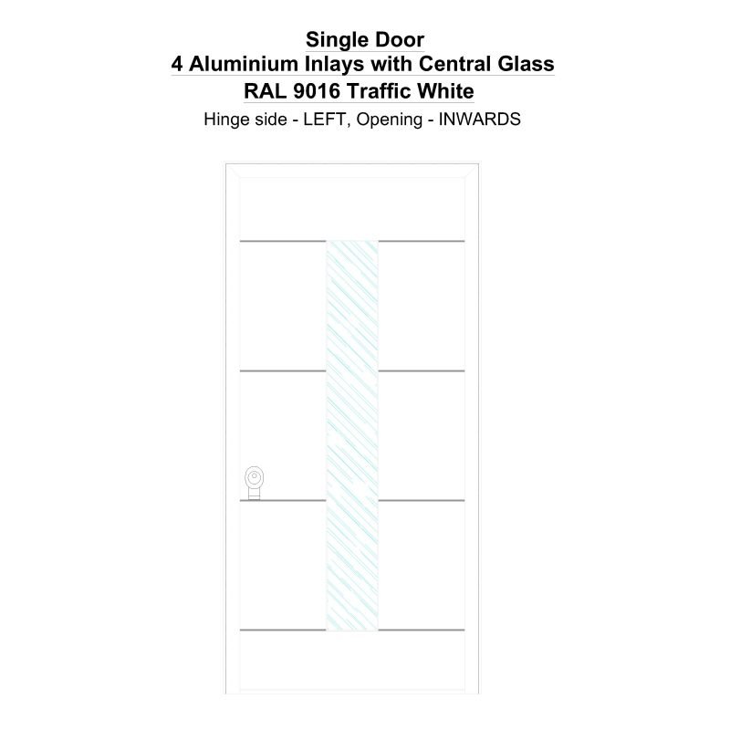 Sd 4 Aluminium Inlays With Central Glass Ral 9016 Traffic White Security Door