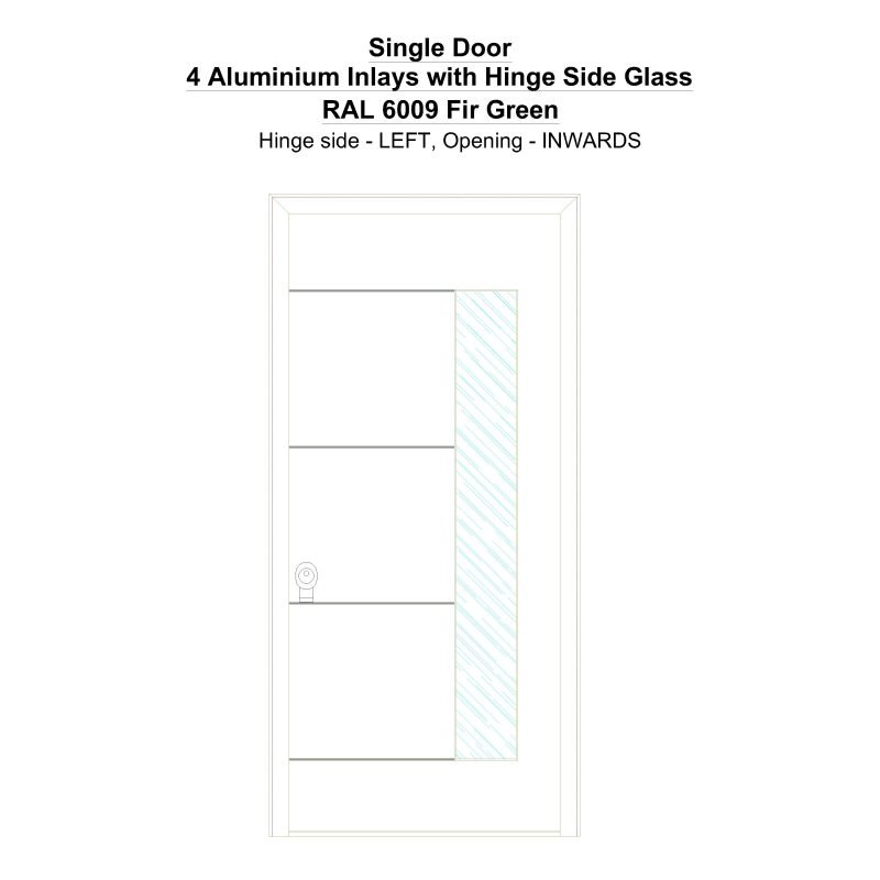 Sd 4 Aluminium Inlays With Hinge Side Glass Ral 6009 Fir Green Security Door