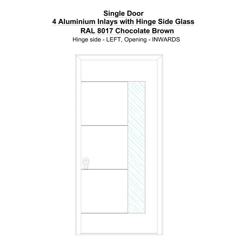 Sd 4 Aluminium Inlays With Hinge Side Glass Ral 8017 Chocolate Brown Security Door