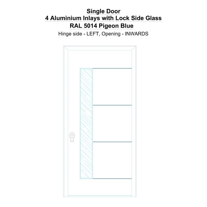 Sd 4 Aluminium Inlays With Lock Side Glass Ral 5014 Pigeon Blue Security Door